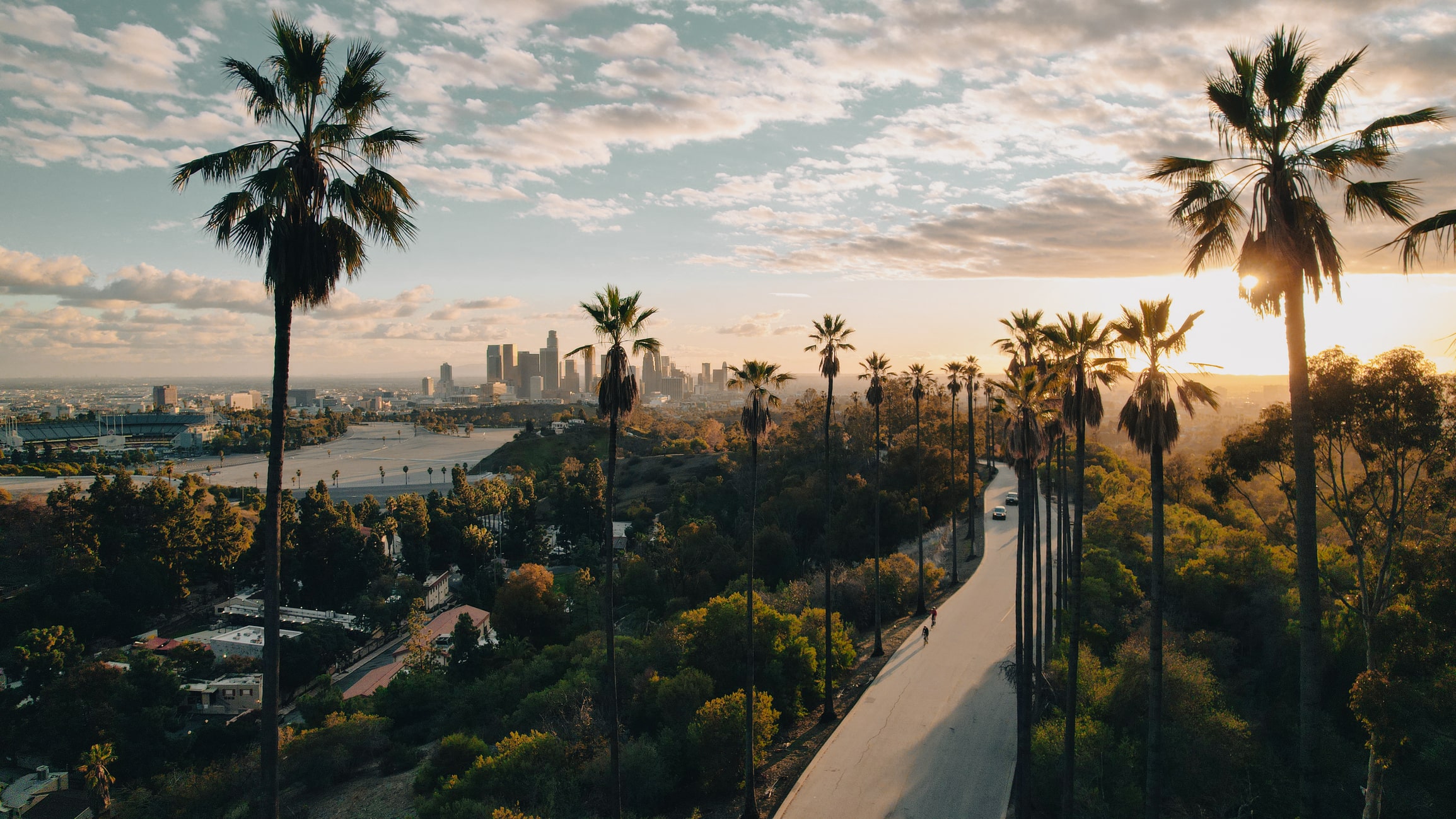 Bird's eye view of Los Angeles, California.
